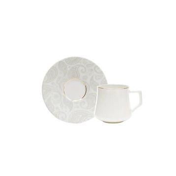 Evaliza Paisley White Double 6 Kişilik 130 ml Kahve Fincan Takımı
