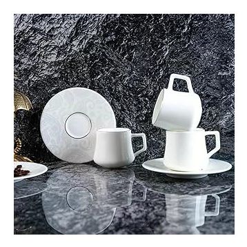 Evaliza Paisley White Double 6 Kişilik 130 ml Kahve Fincan Takımı
