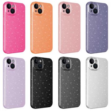 Evastore Apple iPhone 14 Kamera Korumalı Simli Lüks Zore Koton Kapak Kılıf