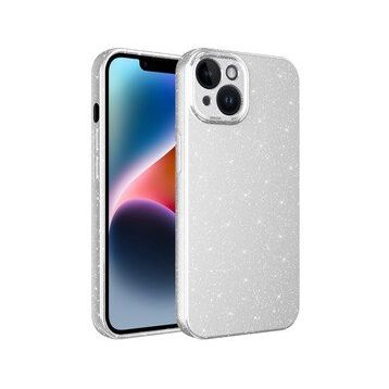 Evastore Apple iPhone 14 Plus Kamera Korumalı Simli Lüks Koton Kapak Kılıf