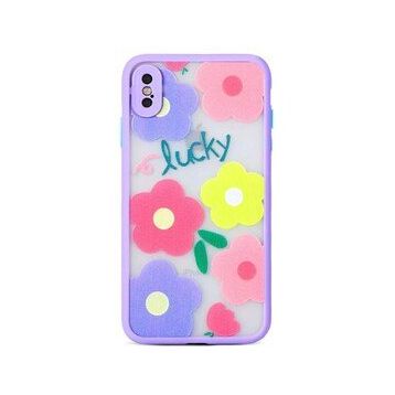Evastore Apple iPhone XS 5.8 Fily Mor Çıçekli Kapak Kılıf