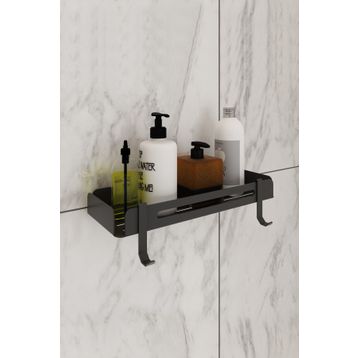 Evay Metal Banyo Düzenleyici Siyah Organizer Şampuan Rafı