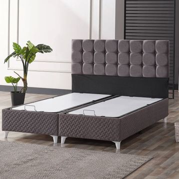 Evdemo Bengü Çift Kişilik Baza Başlık Gri 150x200 cm Yatak Seti