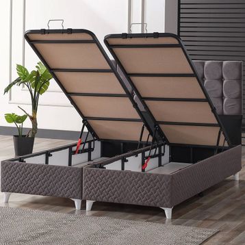 Evdemo Bengü Çift Kişilik Baza Başlık Gri 150x200 cm Yatak Seti