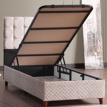 Evdemo Bengü Krem 90x190 cm Tek Kişilik Baza Başlık Set