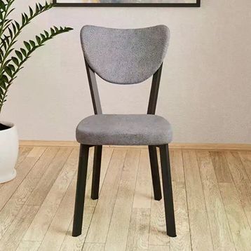 Evdemo Gri Elma Tekli Yemek Masası Sandalyesi