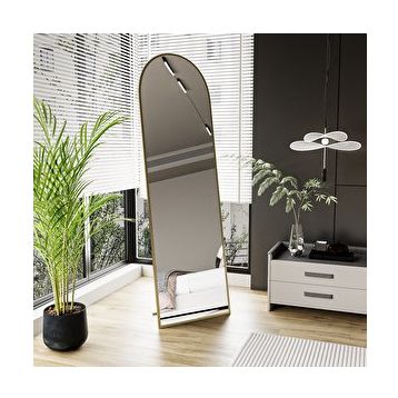 Evdemo Pamir 180x50 cm Altın Gold Metal Çerçeveli Ayaklı Oval Boy Aynası