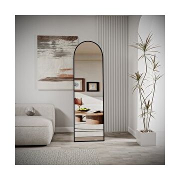 Evdemo Pamir 180x50 cm Siyah Metal Çerçeveli Ayaklı Oval Boy Aynası