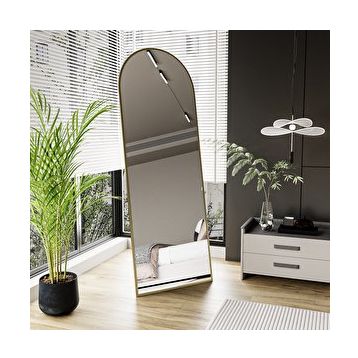 Evdemo Pamir 180x60 cm Altın Gold Metal Çerçeveli Ayaklı Oval Boy Aynası