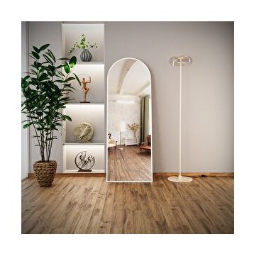Evdemo Pamir 180x60 cm Beyaz Metal Çerçeveli Ayaklı Oval Boy Aynası