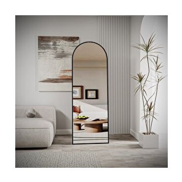 Evdemo Pamir 180x60 cm Siyah Metal Çerçeveli Ayaklı Oval Boy Aynası