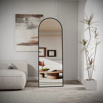 Evdemo Pamir 180x60 cm Siyah Metal Çerçeveli Ayaklı Oval Boy Aynası