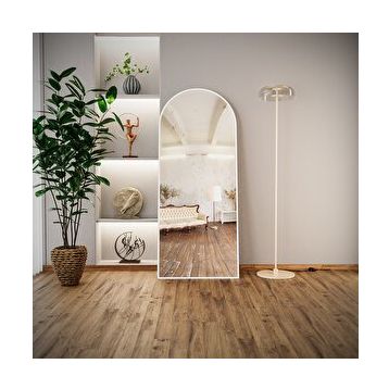 Evdemo Pamir 180x70 cm Beyaz Metal Çerçeveli Ayaklı Oval Boy Aynası