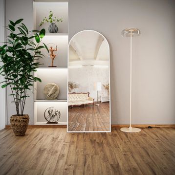 Evdemo Pamir 180x70 cm Beyaz Metal Çerçeveli Ayaklı Oval Boy Aynası