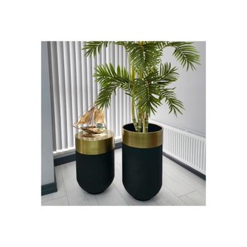 Evdeniste Dekoratif Eskitme Darbuka Siyah 70 cm Saksı +60 cm Sehpa