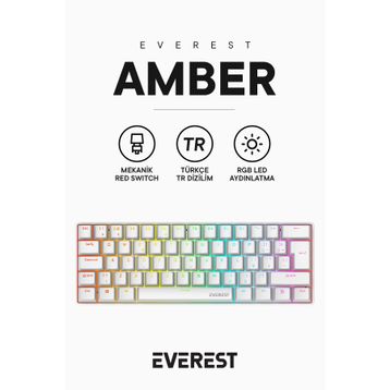 Everest Amber RGB TKL Beyaz Red Switch Kablolu Mekanik Gaming Klavye