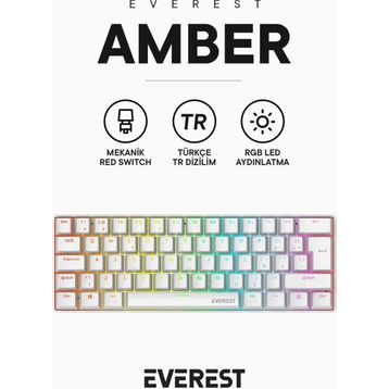 Everest Amber RGB TKL Beyaz Red Switch Kablolu Mekanik Gaming Klavye