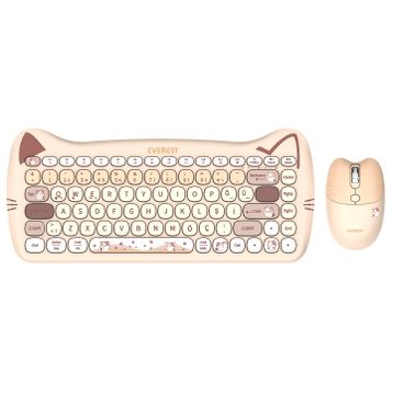 Everest Catty Mini KM-6285 Bej TKL Kablosuz Klavye Mouse Seti