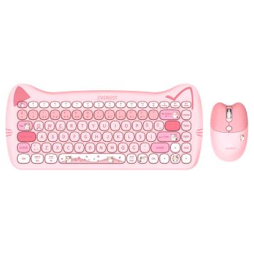 Everest Catty Mini KM-6285 Pembe TKL Kablosuz Klavye Mouse Seti