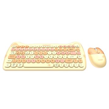 Everest Catty Mini KM-6285 Sarı TKL Kablosuz Klavye Mouse Seti