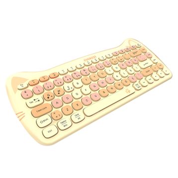 Everest Catty Mini KM-6285 Sarı TKL Kablosuz Klavye Mouse Seti