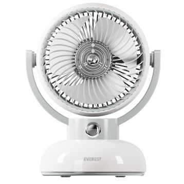 Everest FAN12 Krem 1200 mAh 3 Hız Kademe Led Işıklı Retro Masaüstü USB Fan Şarjlı Vantilatör