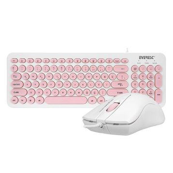 Everest KM-01K Pembe Usb Yuvarlak Tuşlu 3D Mouse Combo LC Layout