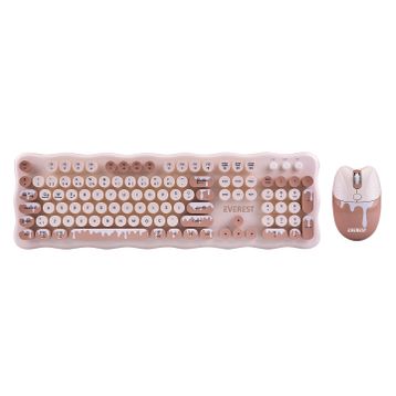 Everest KM-6286 Ice Cream Fildişi Kablosuz 2.4 + Bt Q Klavye + Mouse Set - Bej