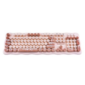 Everest KM-6286 Ice Cream Fildişi Kablosuz 2.4 + Bt Q Klavye + Mouse Set - Bej