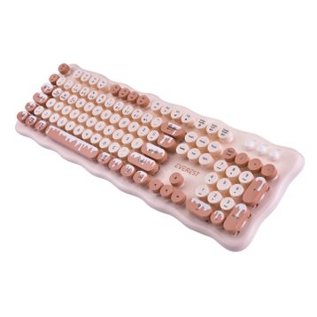Everest KM-6286 Ice Cream Fildişi Kablosuz 2.4 + Bt Q Klavye + Mouse Set - Bej
