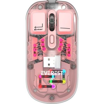 Everest Opal SM-BT89 Pembe Şarjlı Sessiz Optik Kablosuz Mouse