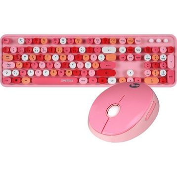 Everest Round KM-6282 Pembe Kablosuz Klavye Mouse Seti