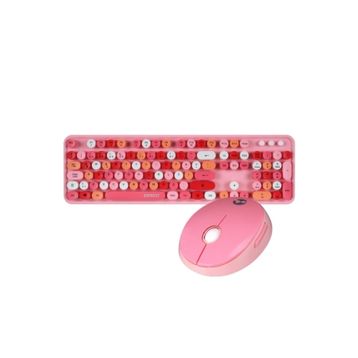 Everest Round KM-6282 Pembe Kablosuz Klavye Mouse Seti