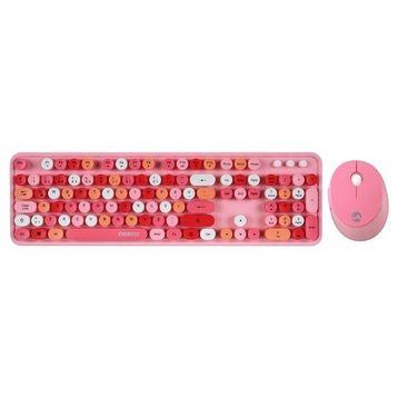 Everest Round KM-6282 Pembe Kablosuz Klavye Mouse Seti