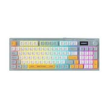 Everest Silent Pro KB-79 Mavi-Beyaz-Sarı RGB Membrane Switch Kablolu Gaming Klavye
