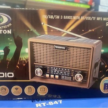 Everton RT-569 Bluetooth Fm-Usb-Tf-Aux Günei Enerjili Şarjlı Nostaljik Radyo