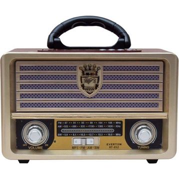 Everton RT-569 Bluetooth Fm-Usb-Tf-Aux Günei Enerjili Şarjlı Nostaljik Radyo