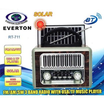 Everton RT-711-Usb-Tf-Am-Fm-Sw-Tws-Usb Güneş Eenerjili Nostaljik Radyo