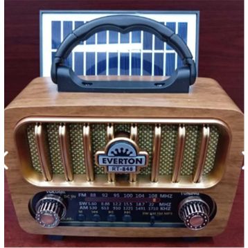 Everton RT-848 Güneş Enerjili Panelli Bluetooth Fm-Usb-Tf Card-Aux Nostaljik Radyo