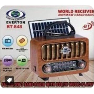 Everton RT-848 Güneş Enerjili Panelli Bluetooth Fm-Usb-Tf Card-Aux Nostaljik Radyo
