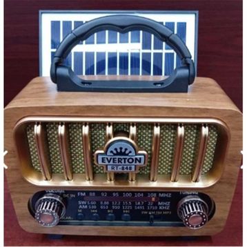 Everton RT-848 Güneş Enerjili Panelli Bluetooth Fm-Usb-Tf Card-Aux Nostaljik Radyo