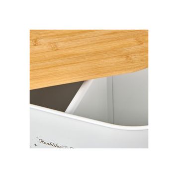 Evidea Bath 12 lt Beyaz 2 Bölmeli Ahşap Kapaklı Metal Deterjan Kutusu
