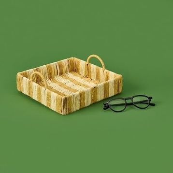 Evidea Deco Acerra Turuncu Krem 22x22x5 CM Dekoratif Tepsi