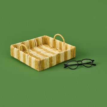 Evidea Deco Acerra Turuncu Krem 22x22x5 CM Dekoratif Tepsi