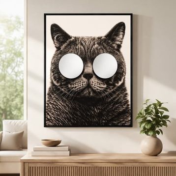 Evidea Deco Cat Aynalı Renkli 75x100 cm Kanvas Tablo