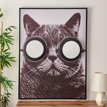 Evidea Deco Cat Aynalı Renkli 75x100 cm Kanvas Tablo