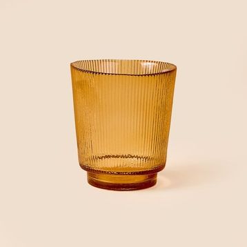 Evidea Deco Çizgili Amber 11 cm Bardak Mumluk