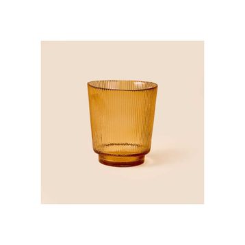 Evidea Deco Çizgili Amber 11 cm Bardak Mumluk