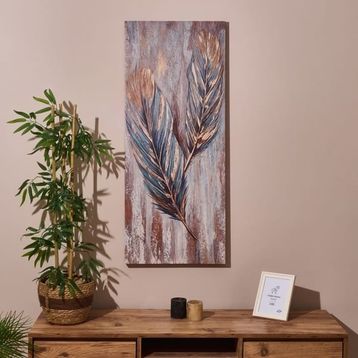 Evidea Deco Leaf Renkli 50x120 cm Kanvas Tablo