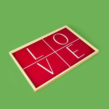 Evidea Deco Love Kırmızı 28.5x41 cm Desenli Dekoratif Tepsi